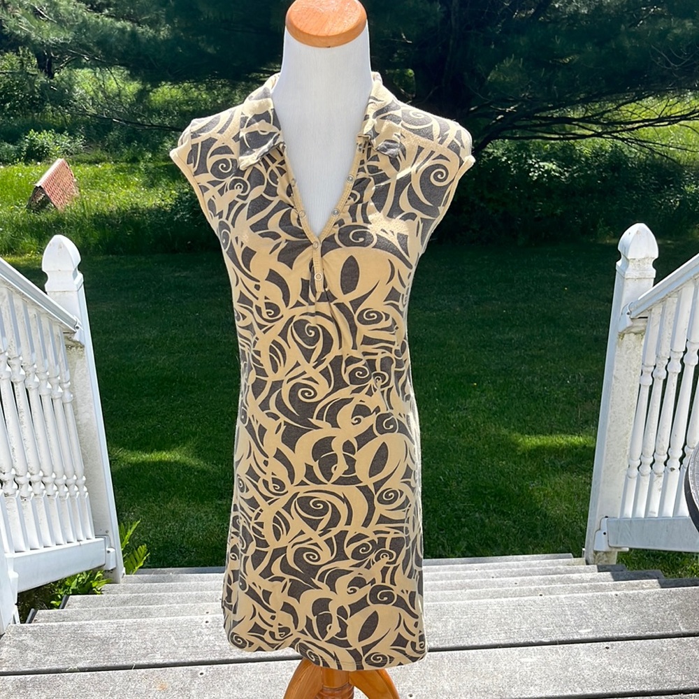 🌟5/$25⚡️ Cap-sleeve Cotton w/Stretch Dress Tan/Brown V-neck women’s XS/S